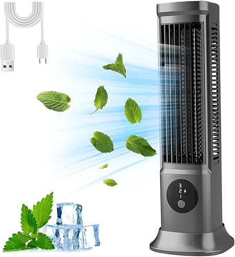 Miniatura 2 de Ventiladores de torre de 11.5 pulgadas, oscilantes, silenciosos, de 3 velocidades, ventilador de piso horizontal o vertical de 90, ventilador USB