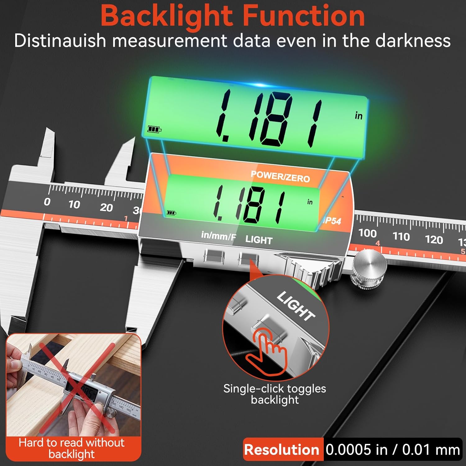 Preciva Digital Caliper, Rechargeable 6 inch Vernier Caliper with Large LCD Screen Stainless Steel Electronic Measuring Tool with Fraction/Inch/Metric Conversions, Auto-Off Feature