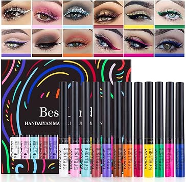 12 Colors Matte Liquid Eyeliner Set, Neon Rainbow Colorful Eyeliner Pencil | Waterproof Long Lasting Smudge-proof Eye Liners Makeup Set Gift For Women (Set A)