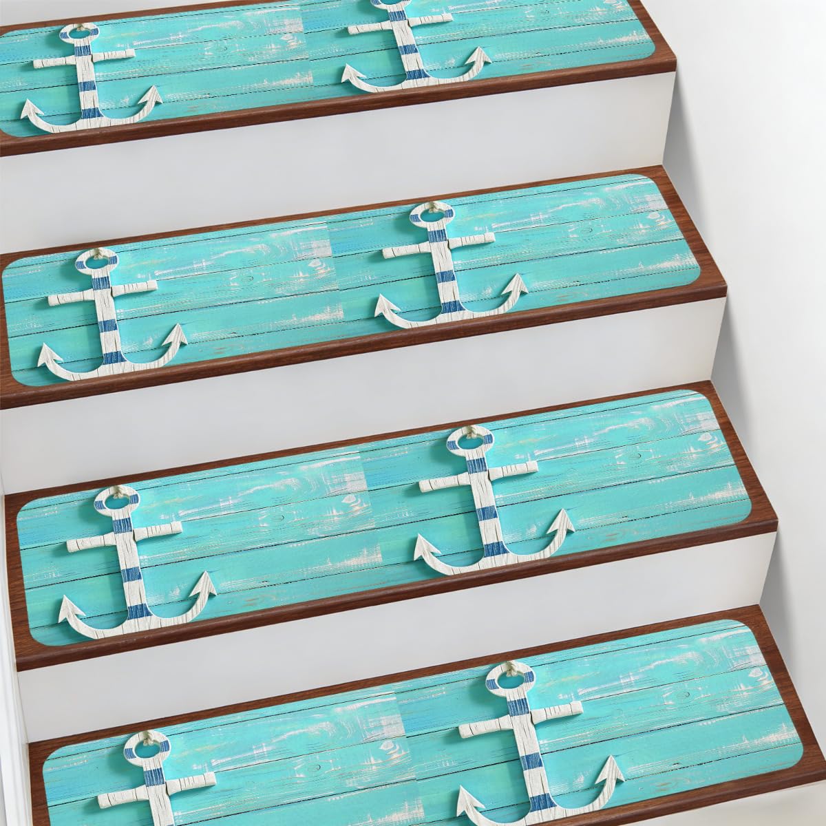 Peldaños antideslizantes Mexpekil de 76 x 20 cm con diseño premium de grano de madera de barco