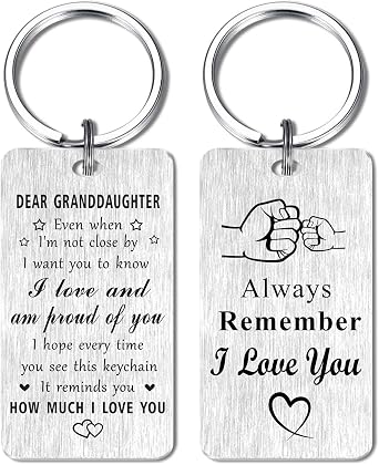 Jzxwan Granddaughter Gifts Keychain, I Love and Proud of You Granddaughter Birthday Graduation Keychain Gifts from Grandpa Grandma