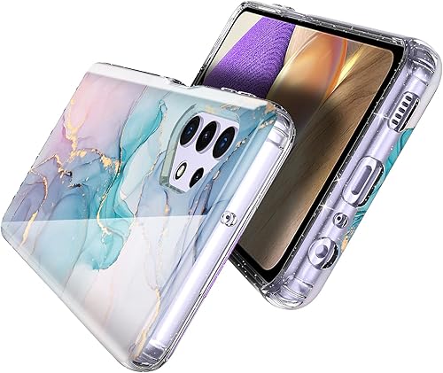 Miniatura 6 de luolnh Funda compatible con Galaxy A32 5G, Samsung A32 5G, diseño de mármol con purpurina brillante, diseño bonito, goma de silicona suave TPU para