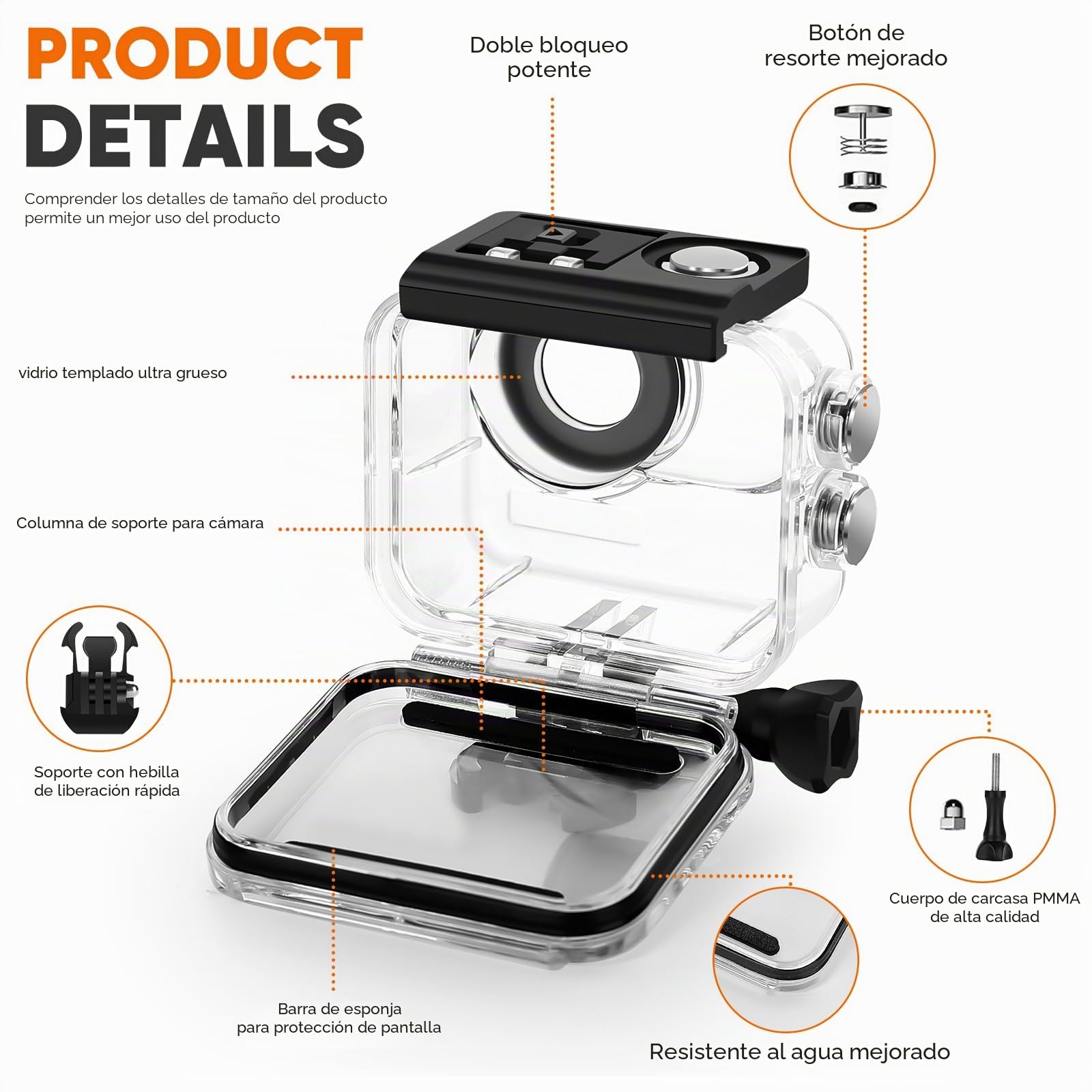 Funda impermeable y agarre flotante compatible con Insta360 GO 3S, carcasa protectora de buceo subacuático con accesorios de soporte para Insta360 GO 3S