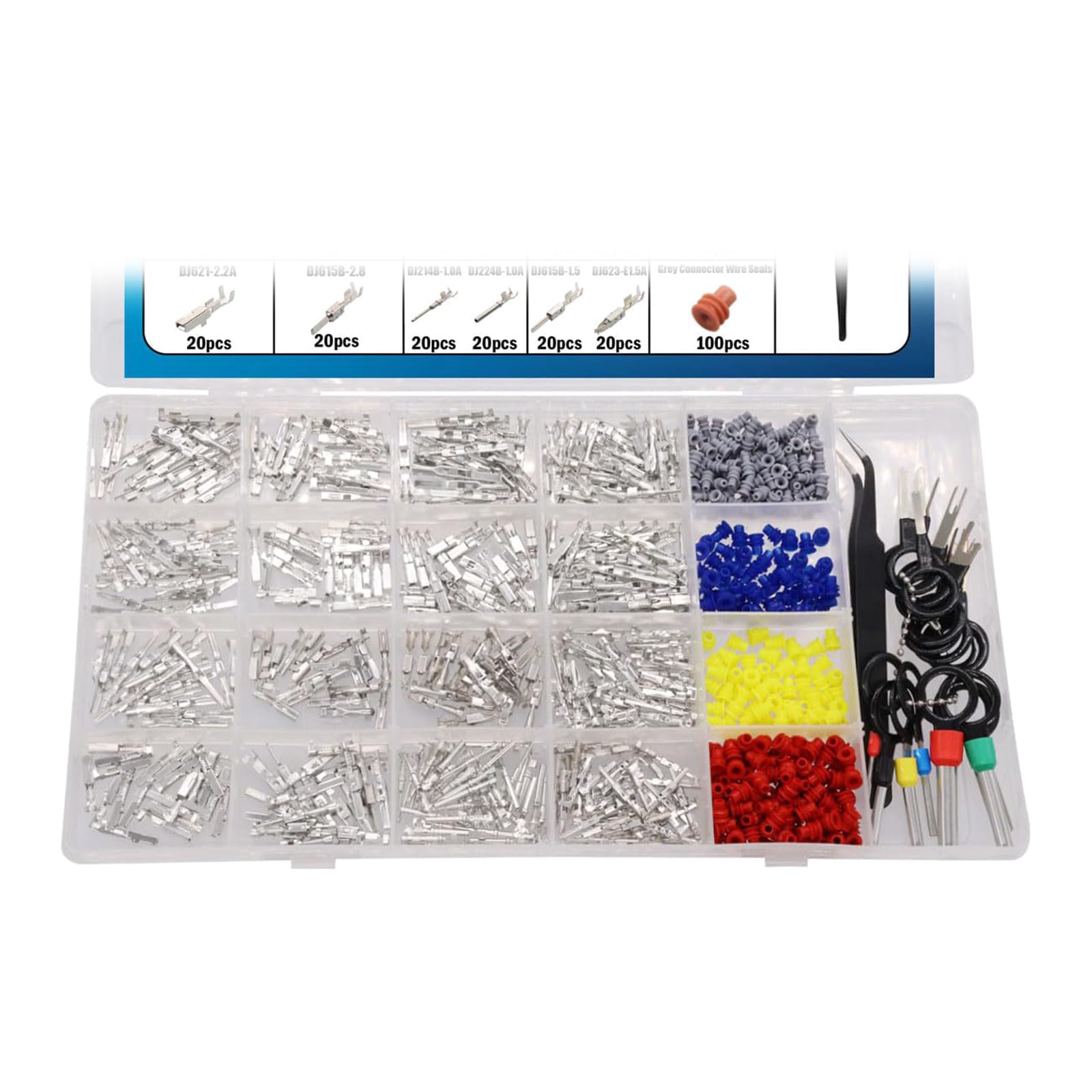Générique 720 pièces bornes de Fil de Voiture connecteur Broche connecteur bornes à Broches 1/1, 5/1, 8/2, 2/2, 8/3, 5 mm Automobile Automobile Retrait de Prise Non isolé mâle Femelle sertissages