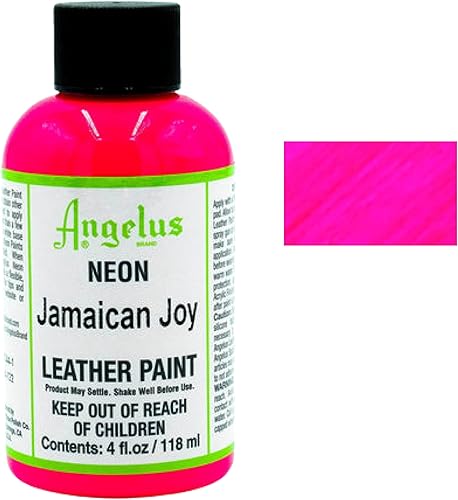 Miniatura 2 de Angelus Pintura acrílica neón para cuero, para zapatos, botas, chaquetas, arte, personalización, zapatillas, bolsas y más, Jamaican Joy - 4 onzas,
