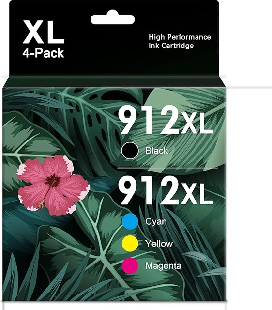 Hanink 912XL Ink Cartridges Multipack Replacement for HP 912XL Ink Cartridges Compatible for HP OfficeJet Pro 8020 8022 8023 8024 8025 OfficeJet 8010 8012 8014 8015 (Black Cyan Magenta Yellow, 4-Pack)