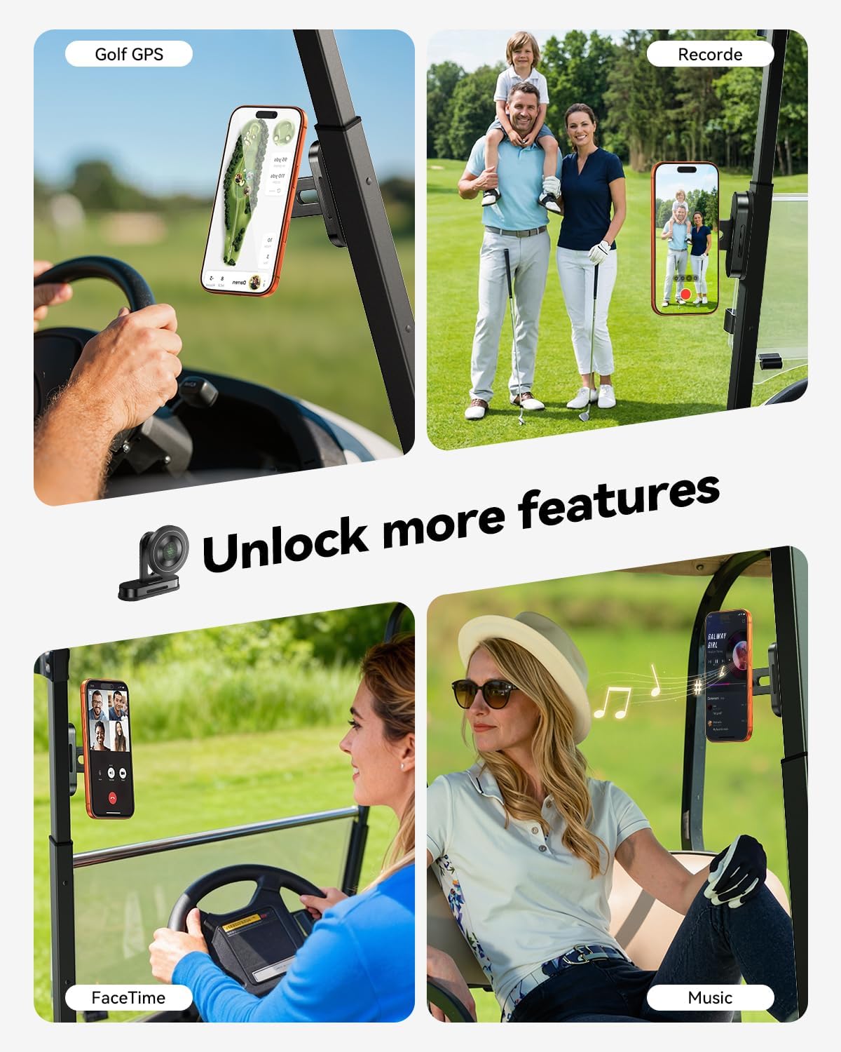 Rocoren Magnetic Golf Cart Phone Holder, Phone Mount Compatible with MagSafe iPhone 17-12, Golf Cart Accessories for EZGO, Club Car, Yamaha, Icon, Golf Gifts for Men Women Him Birthday Valentines Day