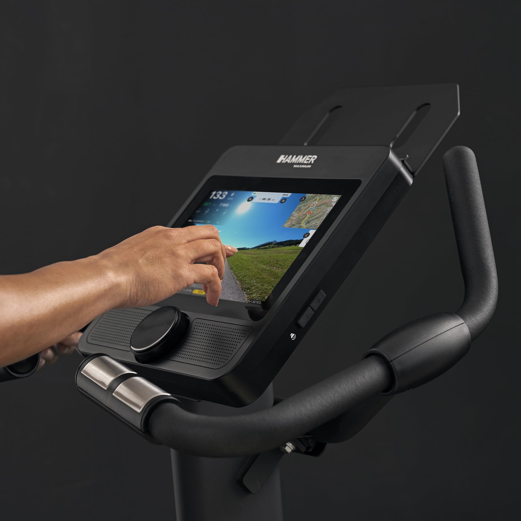 HAMMER Ergometer UB 8000 – leiser Heimtrainer für Zuhause, Apps vorinstalliert Kinomap & Zwift, Touch-Display, 14 kg Schwungmasse, 17 Programme, Hometrainer Fahrrad bis 150 kg