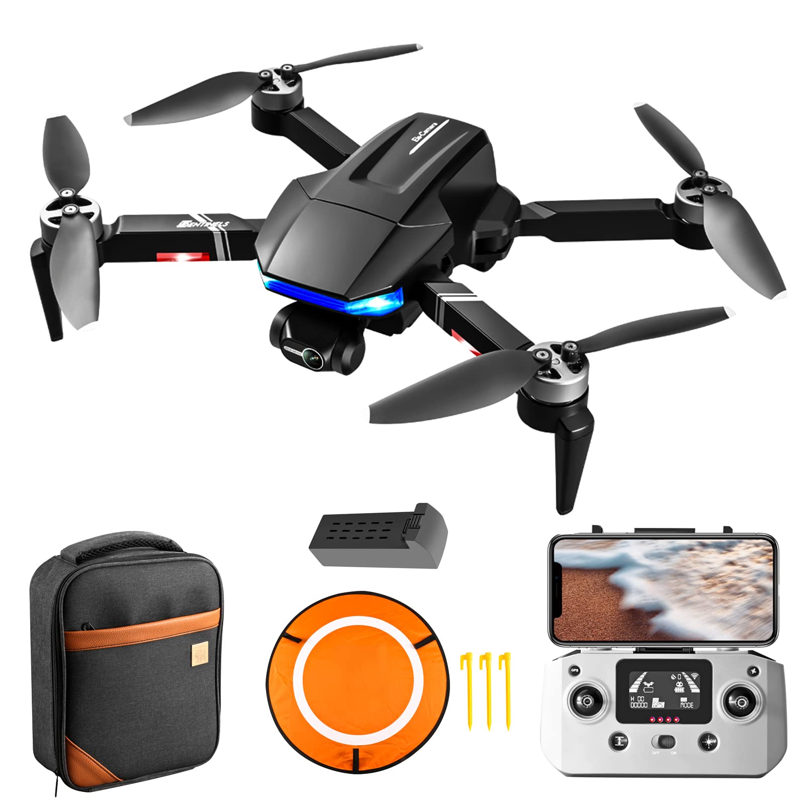 Quadrirotore RC con Doppia Fotocamera 4k, Drone Video per Adulti, Testa Meccanica a Tre Assi, modalità Senza Testa, Trasmissione di Immagini 5G HD, Volo traiettoria, Ritorno a Una Chiave, du