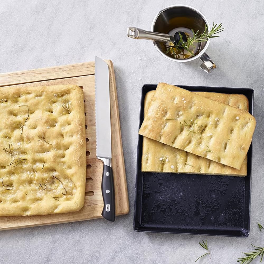 Paluplus 3 Teglie Rettangolari da Forno in Lamiera Blu, Misura 30x40, Placca con orlo alto 3 cm Svasato, Teglia professionale per Pizza, Focaccia, Biscotti, Pane, Made in Italy -3003F