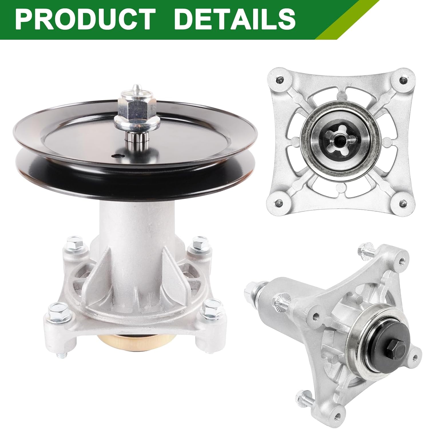 532187292 192870 187292 532192870 587819701 Spindle Assembly with 195945 Pulley- Fits 42 46 48 54 Inch Mower Decks, Fits Husqvarna yth22v42 yth22v46 yth24v48 Craftsman YT3000 YT4000 YS4500 (1-Pack)