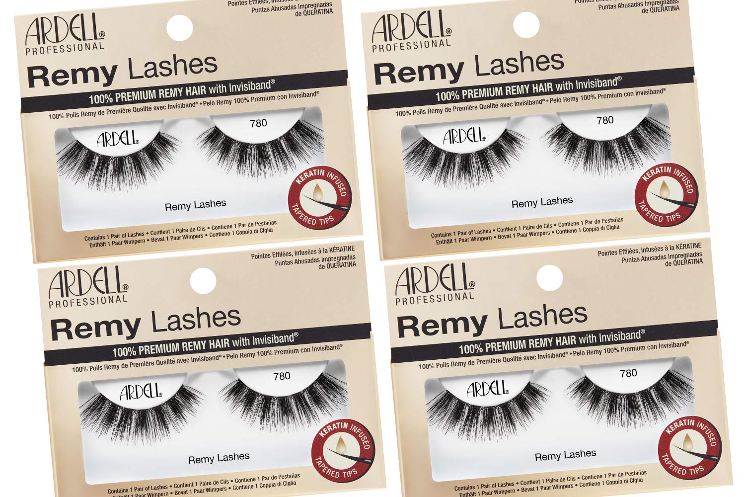 Ardell Remy Lashes False Eyelashes 780 Deluxe Remy Hair with Invisiband Soft Lightweight Strip Lashes 4 Pack