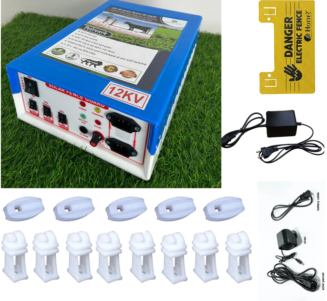 ZATKA Machine 12KV Solar Fence Energizer (jhatka Machine kit) with 150 pcs Insulator 25 pcs Corner and Siren with Cable Accessories (B0D3XSFD7G) Amazon Price History, Amazon Price Tracker