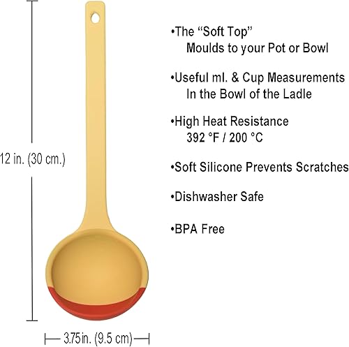 Miniatura 3 de SCOUPS Cuchara de silicona - Colorido cucharón de espátula de silicona con una parte superior suave para moldear a tus ollas y sartenes.