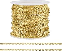 PH PandaHall 33ft Golden Iron Necklace Chains 2.2mm Cross Link Flat O-Shaped Cable Chain for DIY Jewelry Making Bracelets Necklaces
