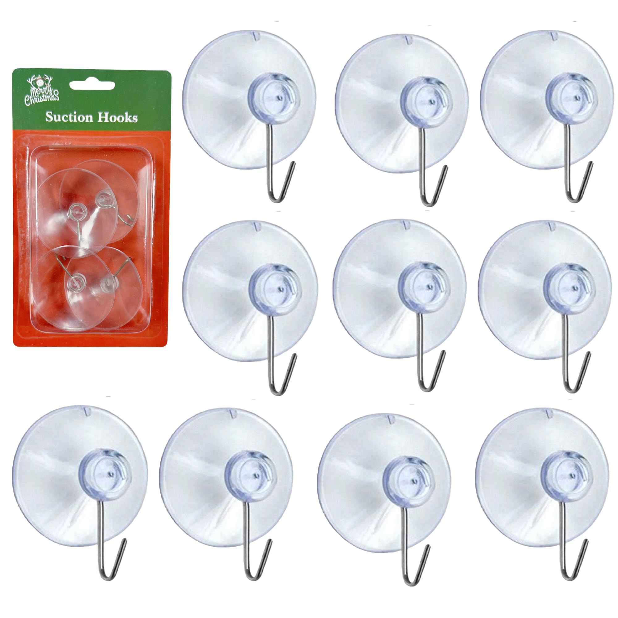 SHATCHI 24Pcs Heavy Duty Suction Hooks – 53mm, Multi-Purpose Reusable Suction Hooks for Kitchen, Bathroom, Office, Christmas Decorations, Signs, Mirrors, Walls