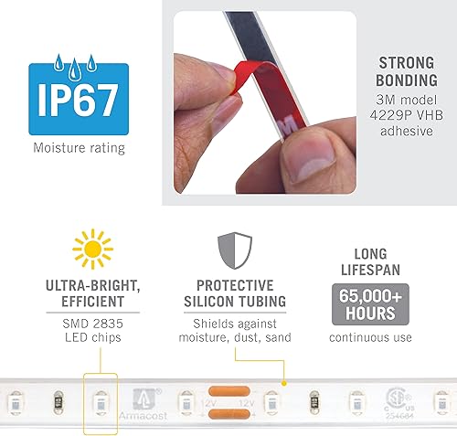 Miniatura 3 de Armacost Lighting RibbonFlex Pro - Cinta de luz LED IP67 impermeable de 18 pulgadas, color rojo y verde