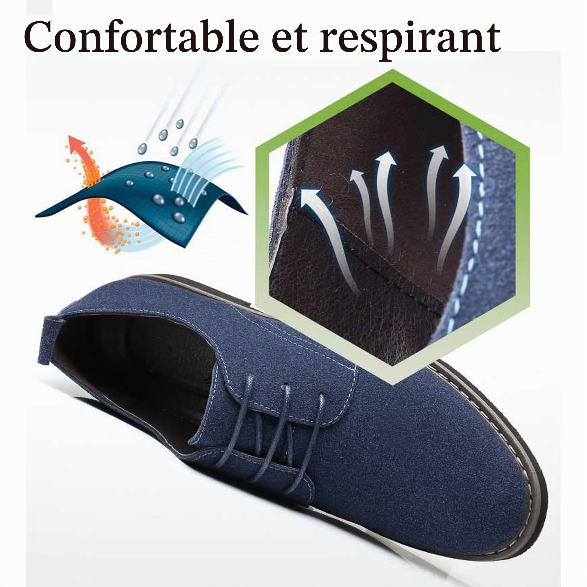 Asifn Hommes Robe Oxfords et Derbies Chaussures Cuir Classic Lacets Casual Suede Velours Low Top Affaires Chaussures Respirantes