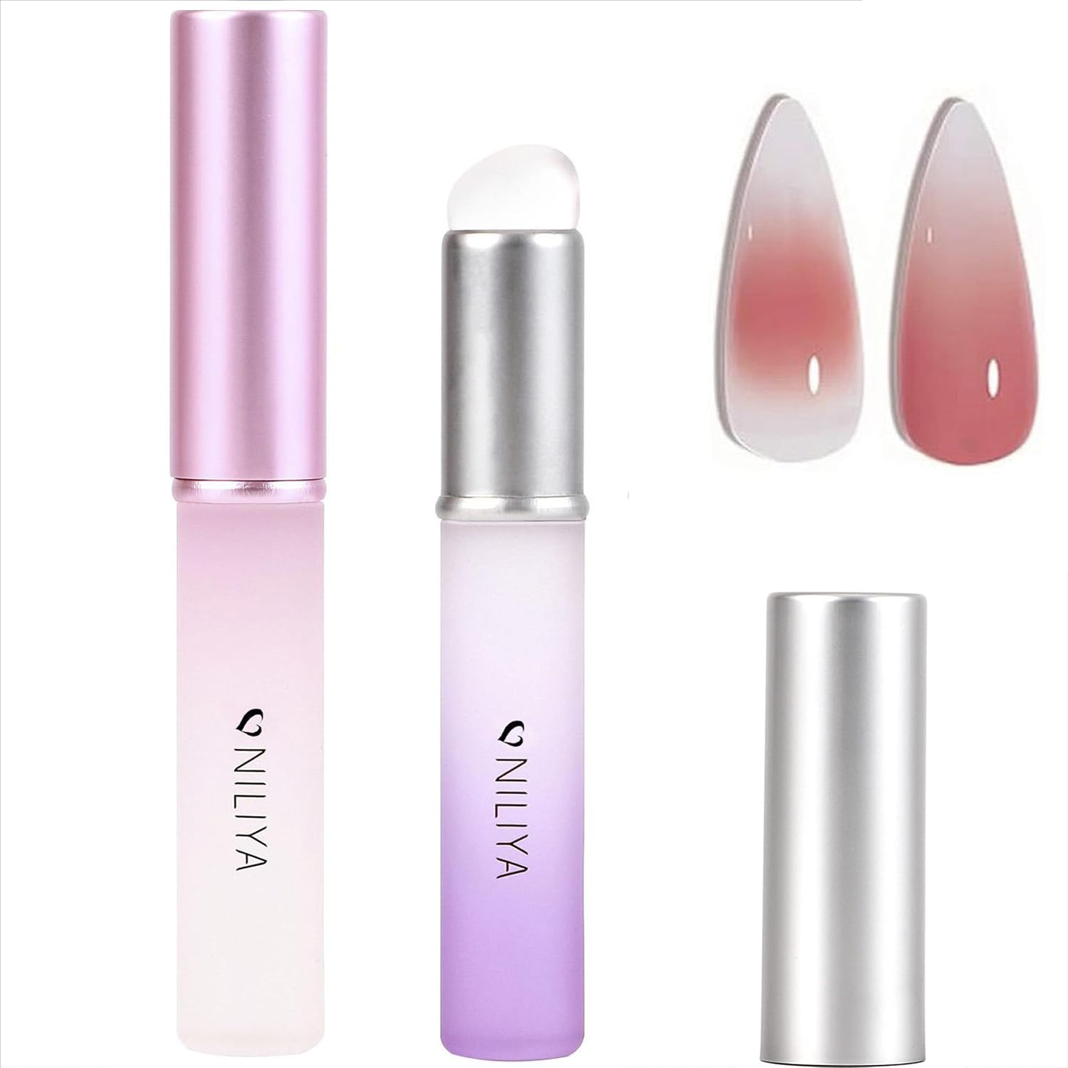 Silicone Chrome Nail Powder Applicator, 2PCS Ombre Brush Nail Art Tools for Beginners