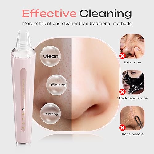 Miniatura 3 de Extractor de poros al vacío, removedor de puntos negros, removedor de cabeza negra para cara y nariz, 4 cabezales de succión y 3 modos ajustables,