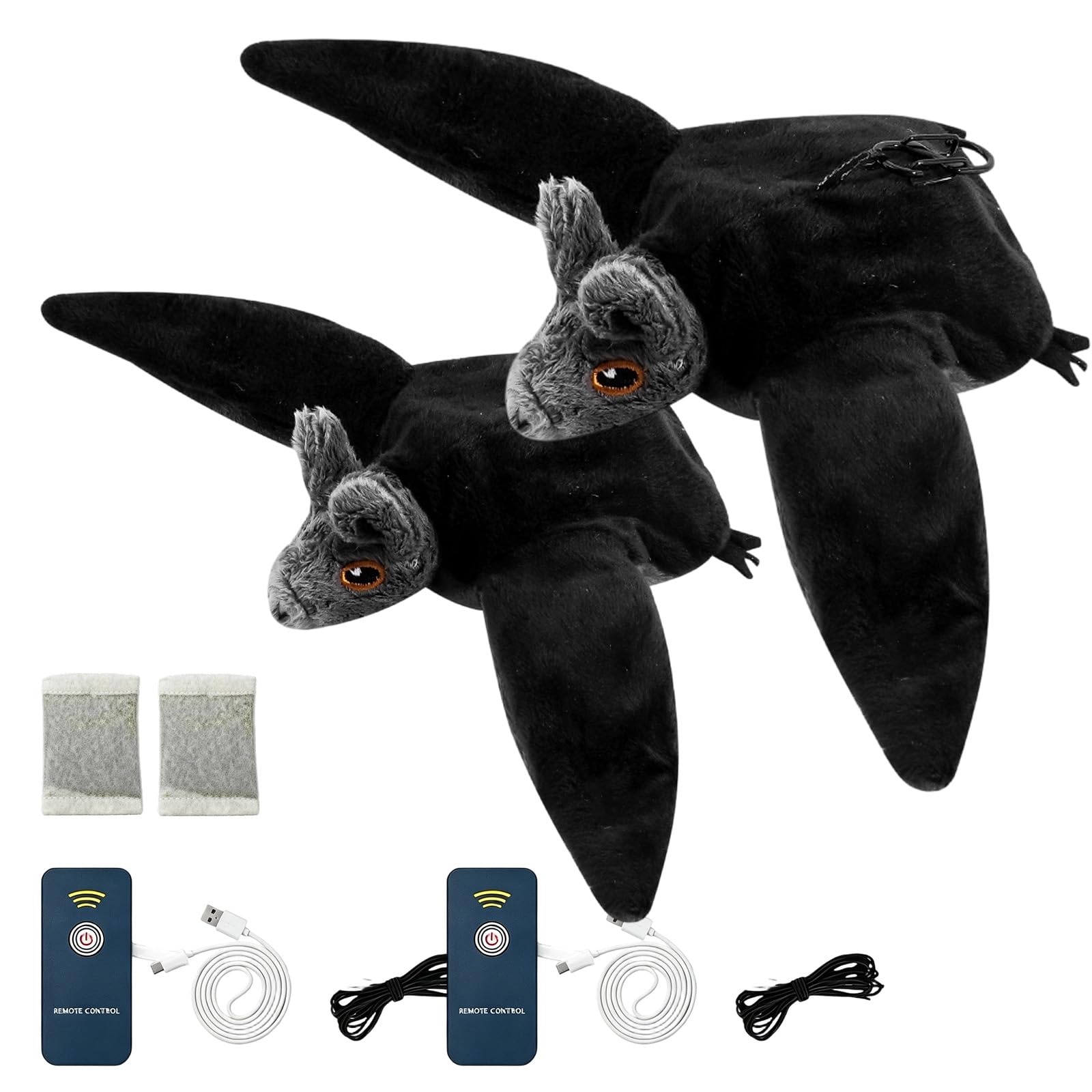 Flying Bat Dog Toy, Flapping Wings Cute Bat Cat Toys with Remote Control & Touch Activated, Motion Activated Rechargeable Plush Toy with Chirping Engages Mimics Real Flying Motion (2)
