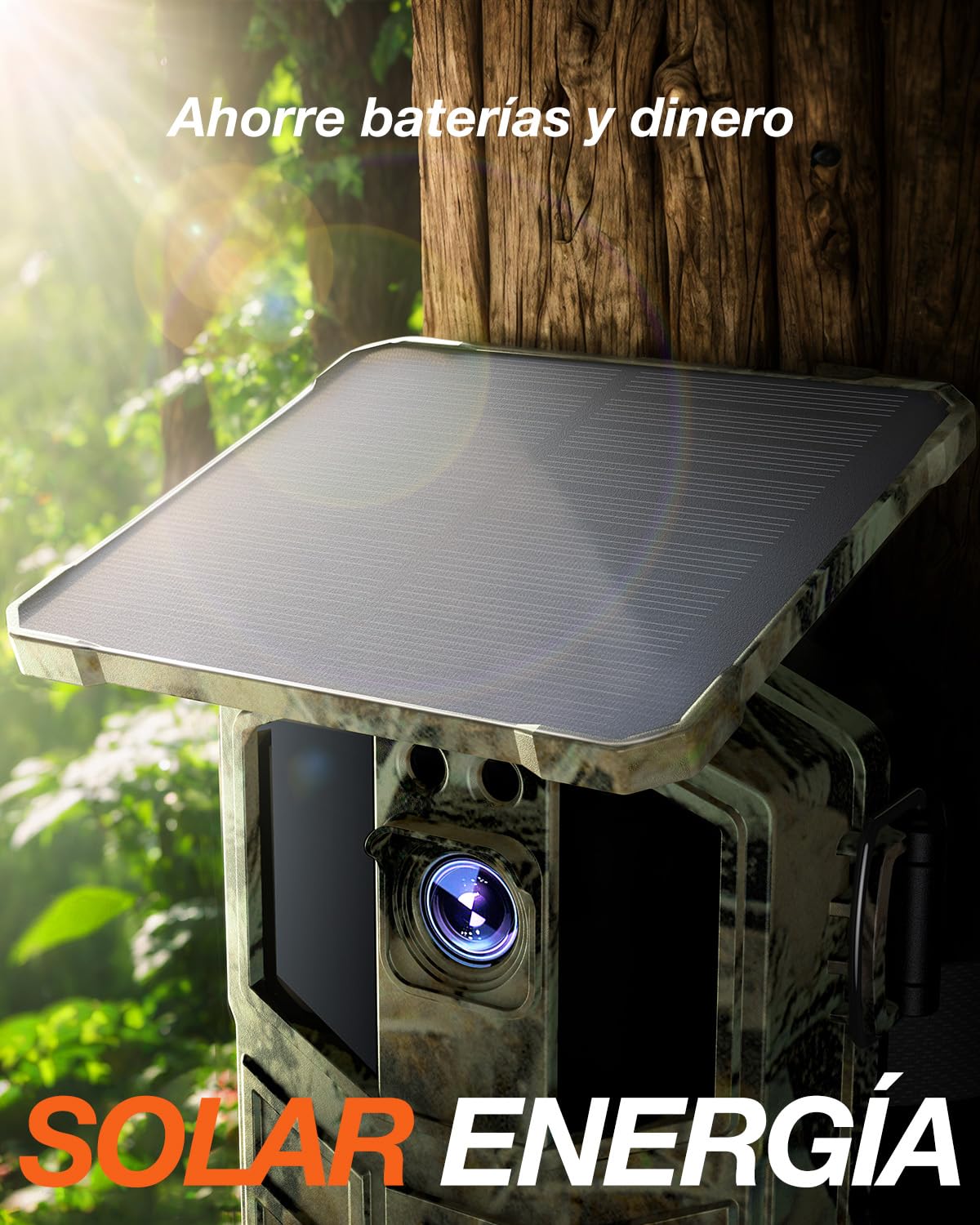 iZEEKER Cámara de Caza Solar 4K 48MP, con Visión Nocturna, Impermeable IP66, 0.1s Tiempo de Activación, Batería de Litio de Gran Capacidad Integrada, Observación de Animales, con Tarjeta SD de 32GB