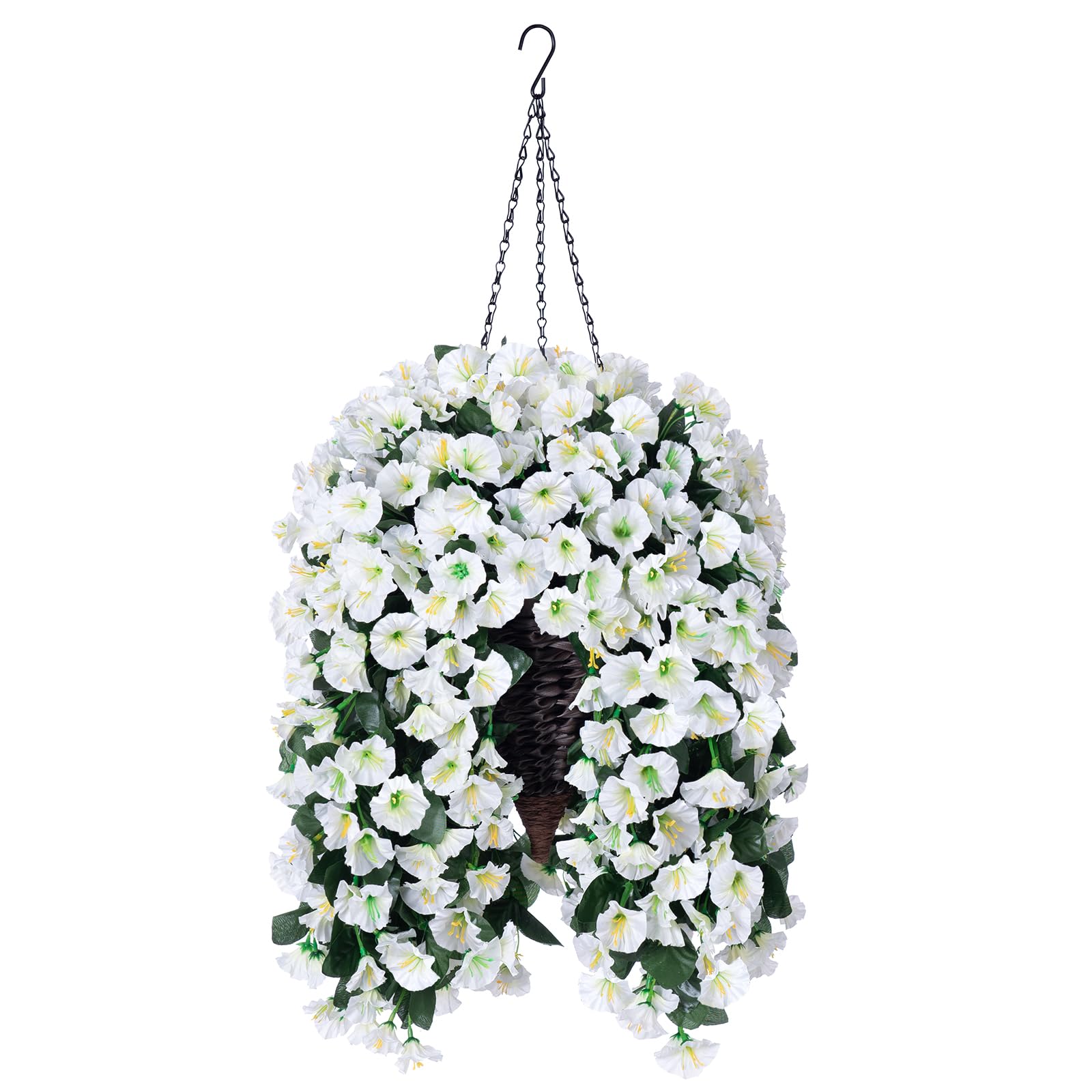 Amazon.com: Artificial Faux Hanging White Flowers Plants Basket for ...