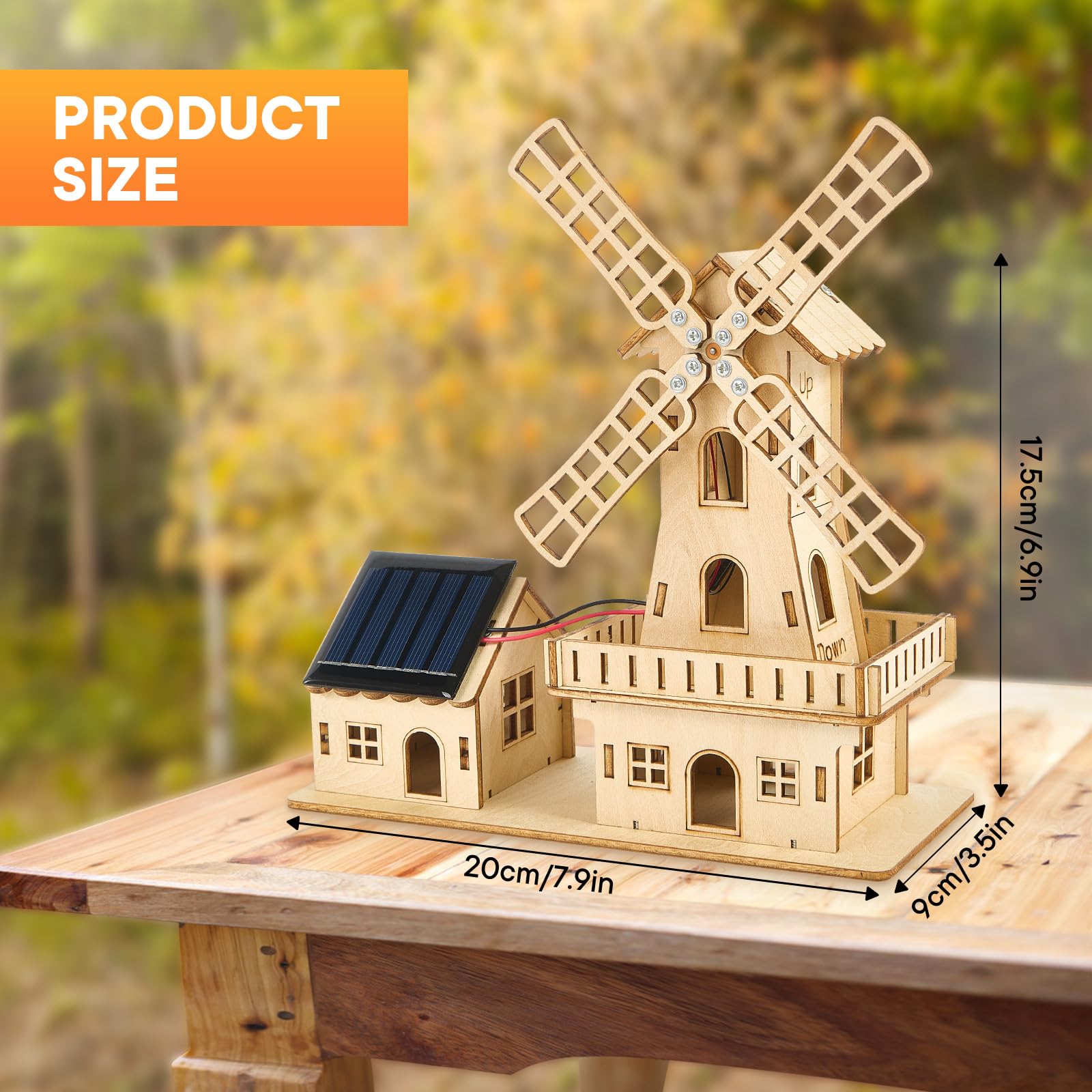 Puzzle 3D a energia solare, kit di costruzione casa smerigliatrice fai da te | giocattolo modellino legno per bambini 8-15 anni e adulti, legno di tiglio, sicuro e solido
