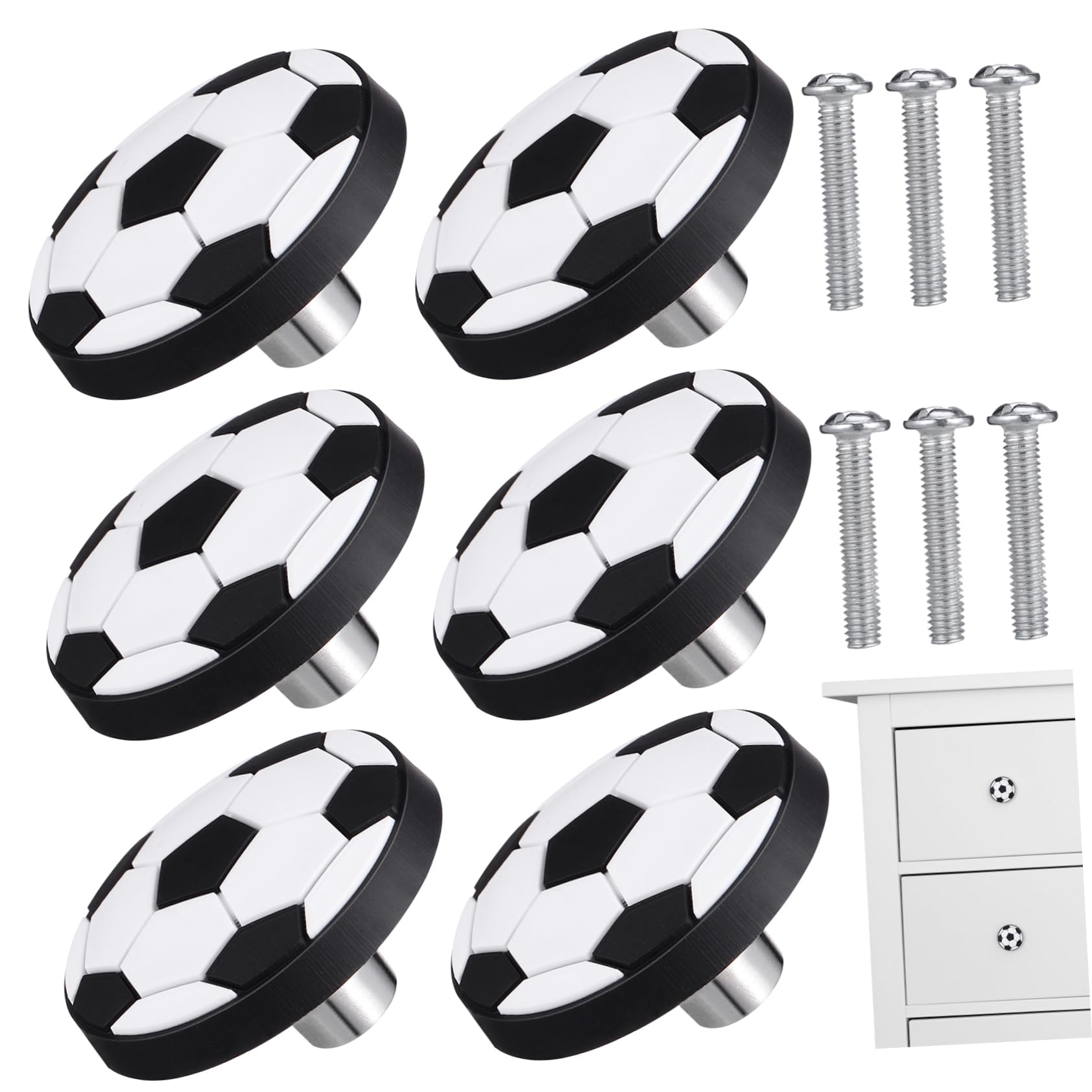 HOLIDYOYO Soccer Ball Knobs 6 Pack Kids' Room Handles Decorative Cabinet Drawer Knobs Safe Stylish