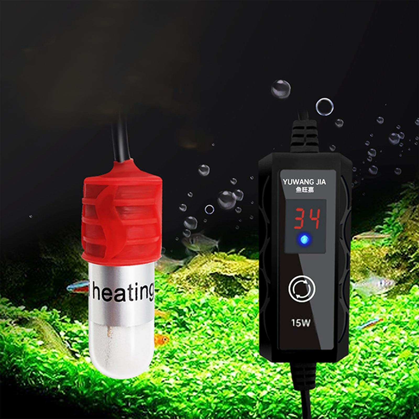 Juego de 5 termostatos sumergibles automáticos con varilla de calor para acuario, calentador de pecera, 15 W