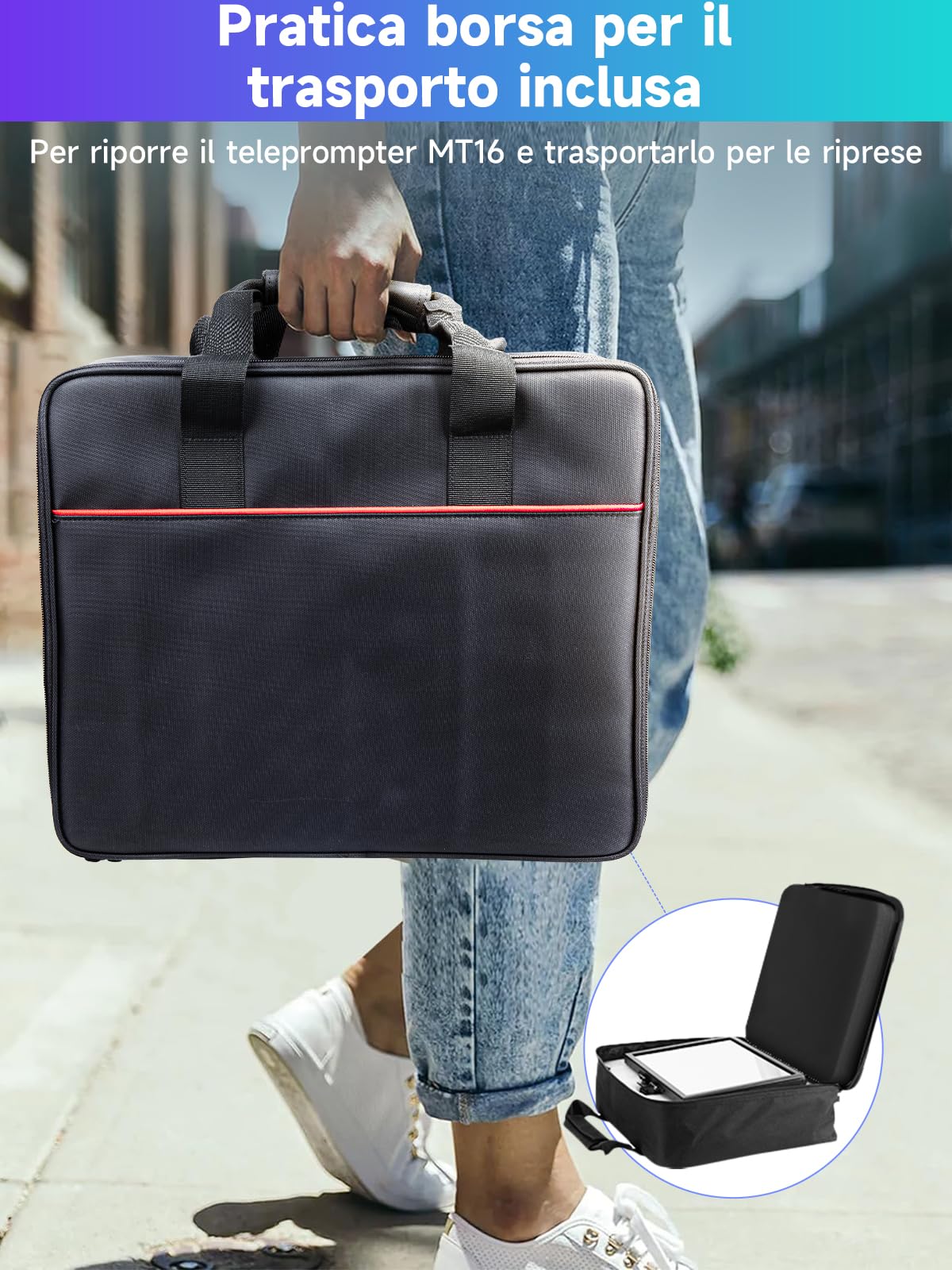 Teleprompter, Moman MT16 Prompter 16 pollici, compatibile con iPad/tablet/smartphone con app e registrazione remota di fotocamere DSLR, videocamere, teleprompter video/tablet