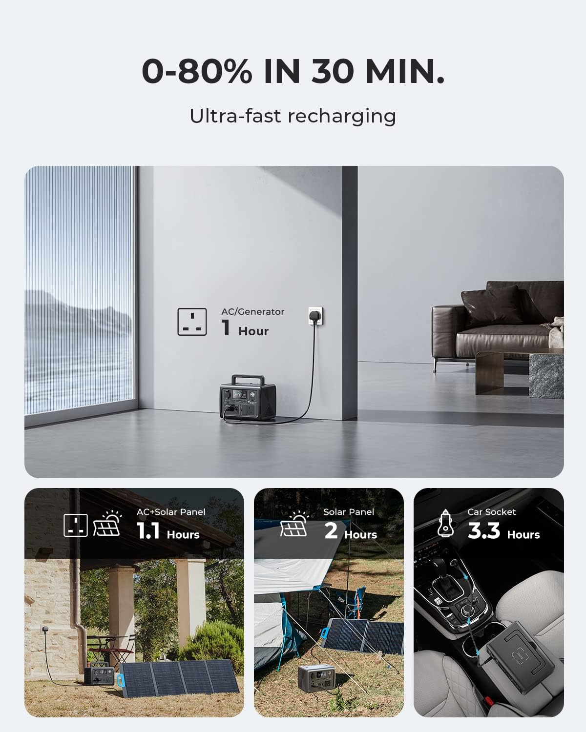 BLUETTI Portable Power Station EB3A and B80 External Battery Module, Expand to 1074Wh LiFePO4 Battery Backup w/ 1 600W AC Outlets, Solar Generator for for Outdoor Camping, Road Trip BLUETTI Portable Power Station EB3A and B80 External Battery Module, Expand to 1074Wh LiFePO4 Battery Backup w/ 1 600W AC Outlets, Solar Generator for for Outdoor Camping, Road Trip