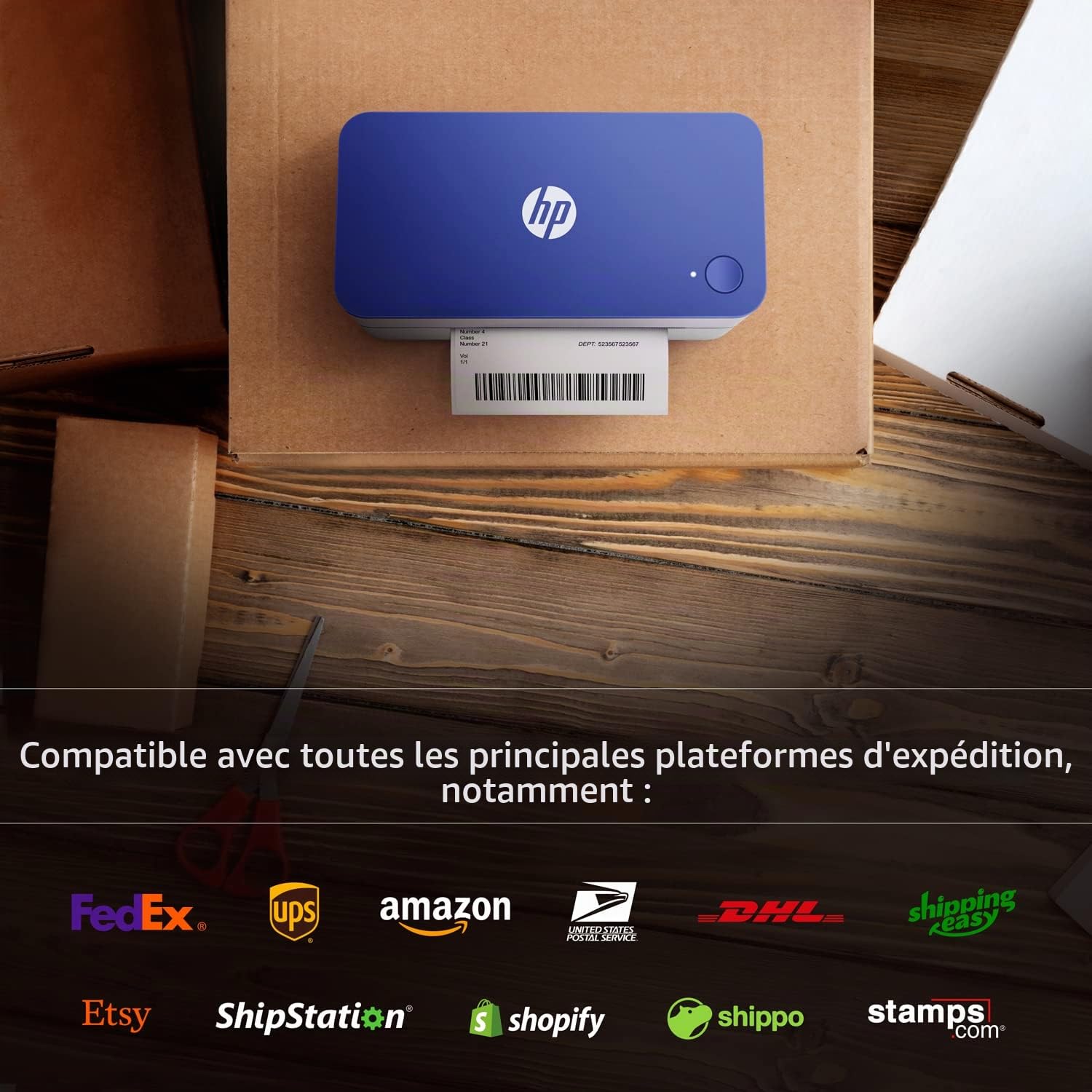 HP Imprimante d'étiquettes Thermique Work Solutions Compact Shipping 4x6 Imprimante 203 DPI Haute Vitesse Facile à Utiliser pour Le Bureau à Domicile Prend en Charge PC et Mac