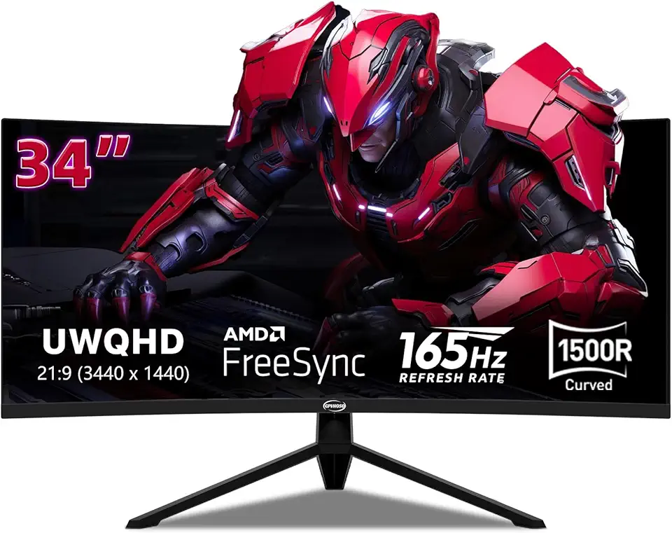 Monitor Gamer Curvo 4K de 34 Polegadas (3440X1440), 165Hz, Ultrawide, Hdr, 1500R, 125% Srgb, 92% Dci-P3, Hdmi/Dp e Alto-Falantes Integrados - Preto