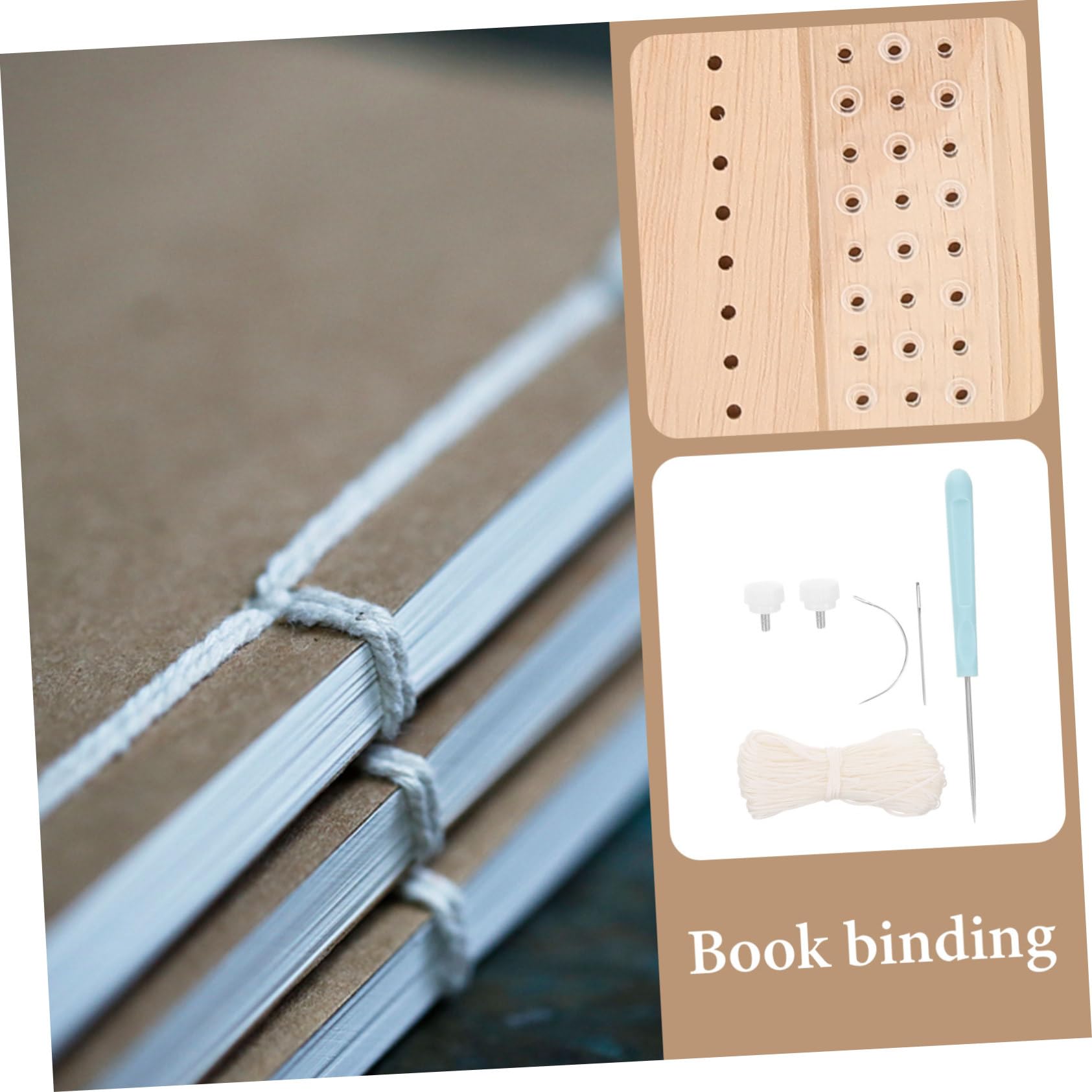 SHINEOFI Kit di Strumenti per Rilegatura Libri Fai da Te Perforatore e Cucitura, in Metallo e Legno, Resistente, per Uso Personale e Taccuini in Carta