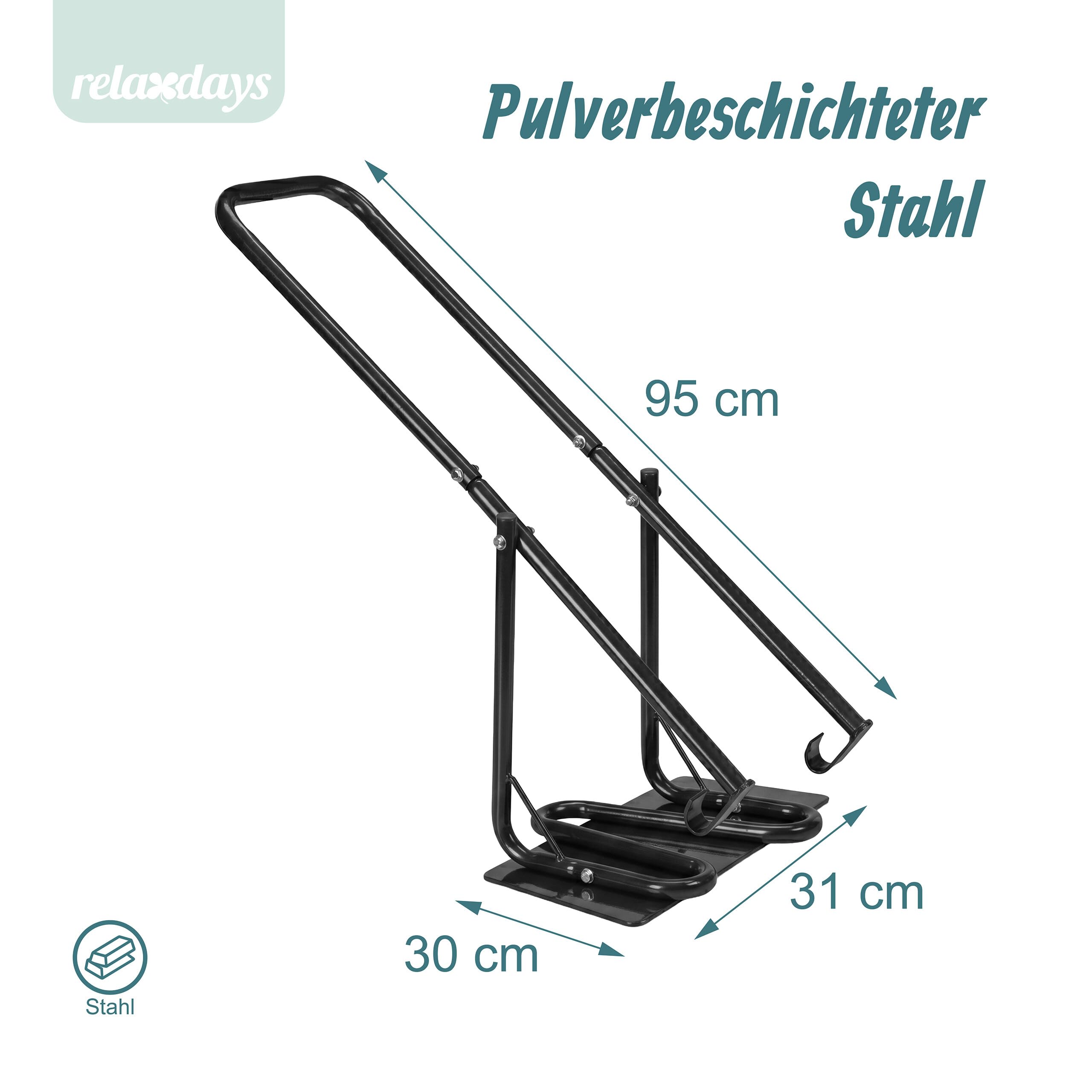Relaxdays Müllpresse für Mülltonne, Müllverdichter Metallplatte, Hausmüll, Restmüll, Plastik, manuell, Stahl, schwarz