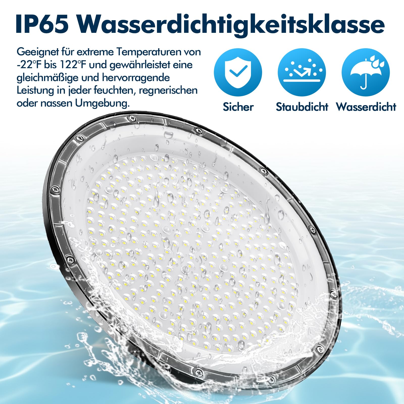 6Pack 500W UFO LED High Bay Light, Hallenstrahler 50000LM, 6500K Kaltweiß UFO LED Werkstattlampe, IP65 Wasserdichte LED Werkstatt Deckenleuchte für Fabriken,Garage,Lagerhaus