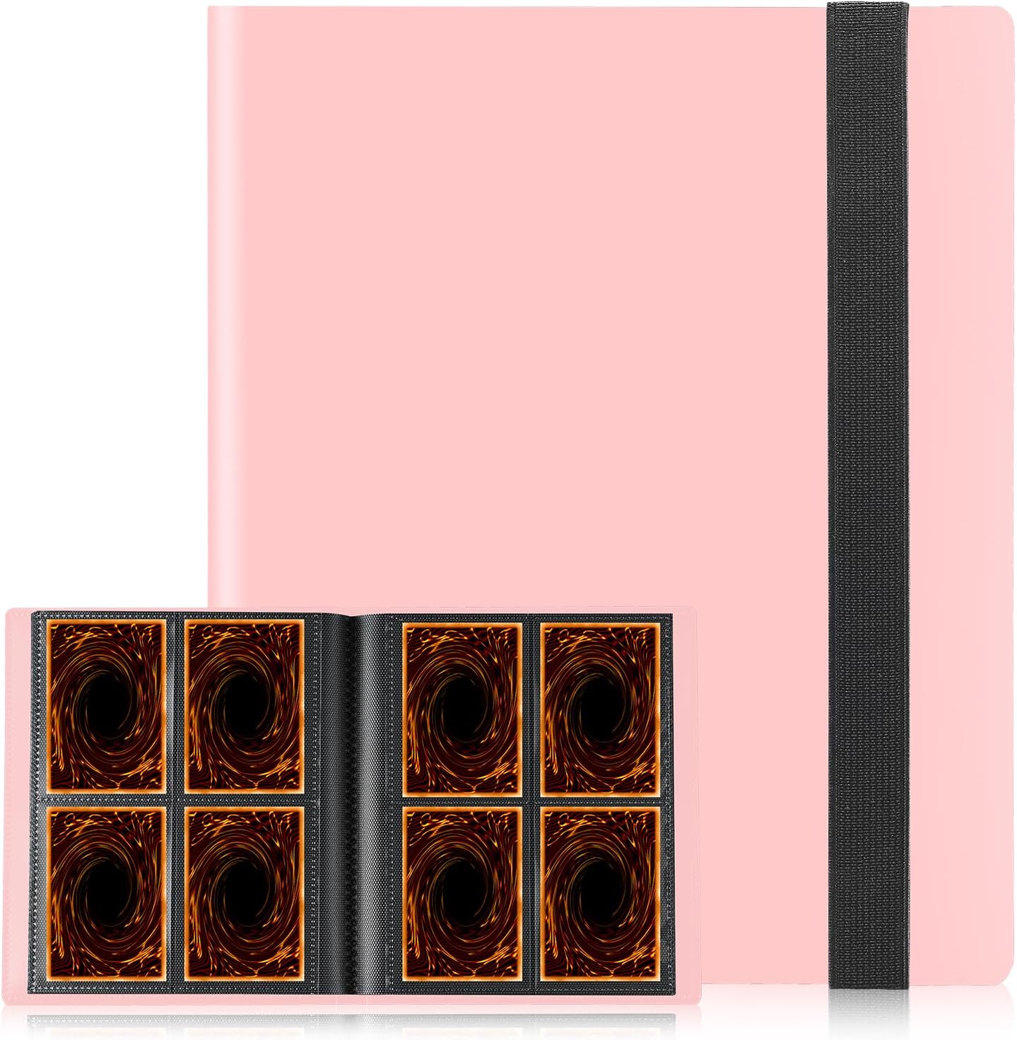 Card Binder, Upgraded 4 Pockets Trading Card Binder for Cards, Mini Collection Card Album, 160 Pockets Mini Card Book Holder - Pink