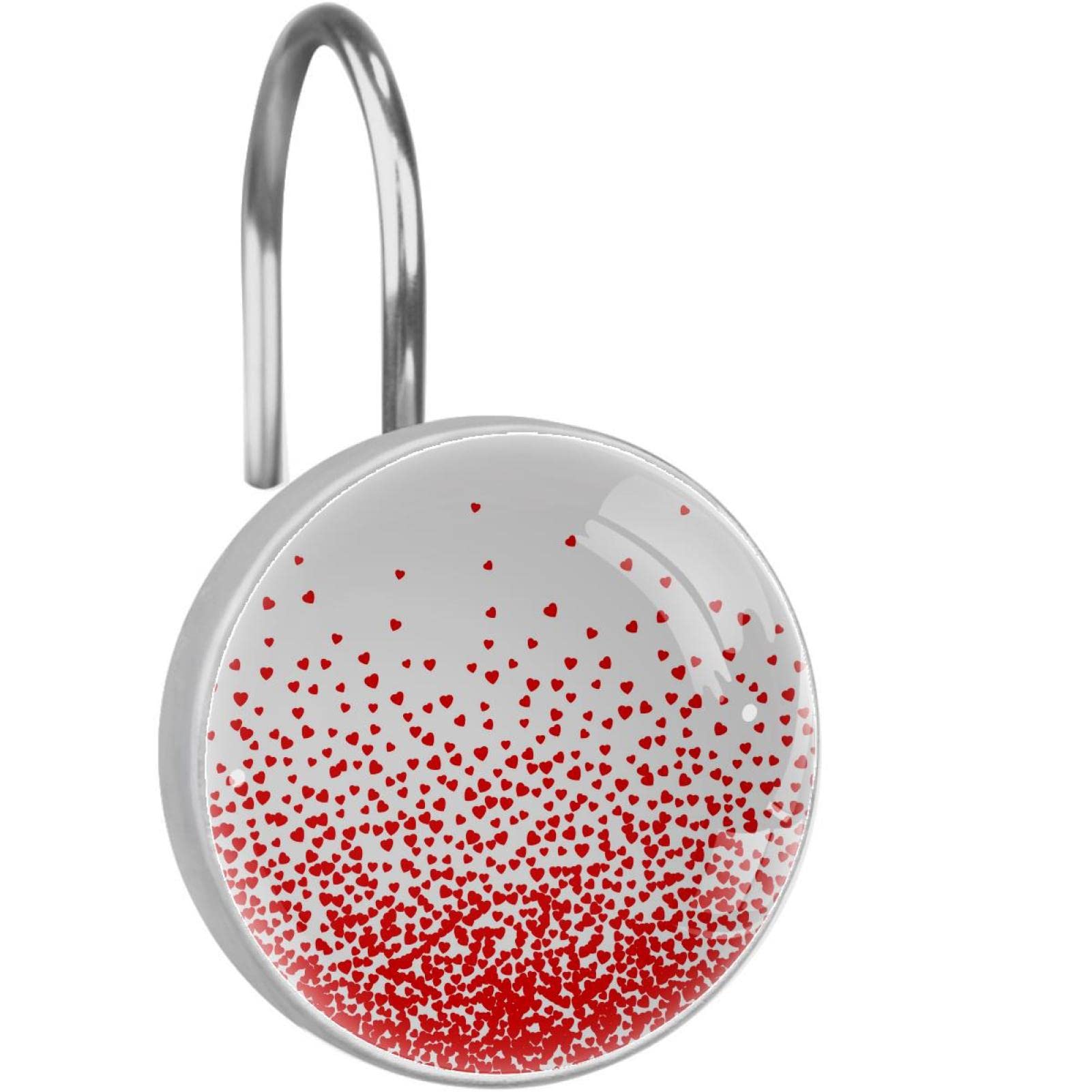 Crochets rideau de douche en acier inoxydable lot de 12 attaches durables motif coeur rouge