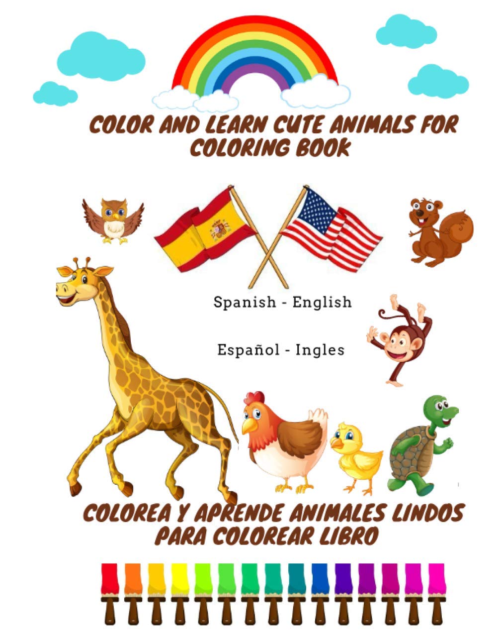 Buy COLOR AND LEARN CUTE ANIMALS FOR COLORING BOOK Spanish English