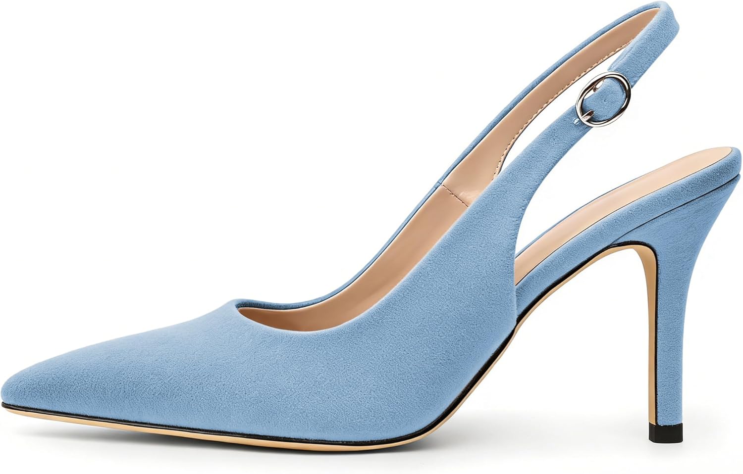 SAMMITOP Women's Pointed Toe Slingback Pumps Buckle Strap High Heels Stilettos Slip On Party Prom Dress Shoes 3.5 Inch - Image 5