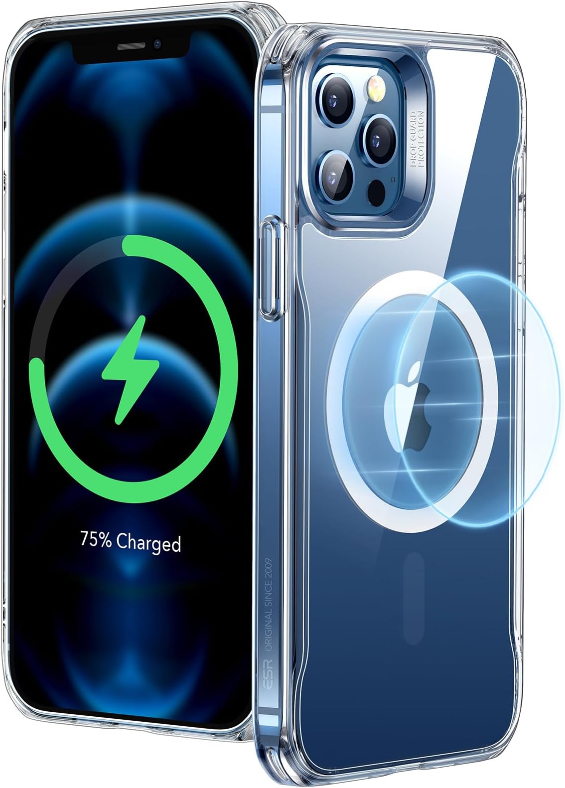 ESR for iPhone 12/12 Pro Case, Compatible with MagSafe, HaloLock Wireless Charging, TPU, Sidekick Scratch Resistant, Grippy Protective Frame,Magnetic Back Cover, Clear