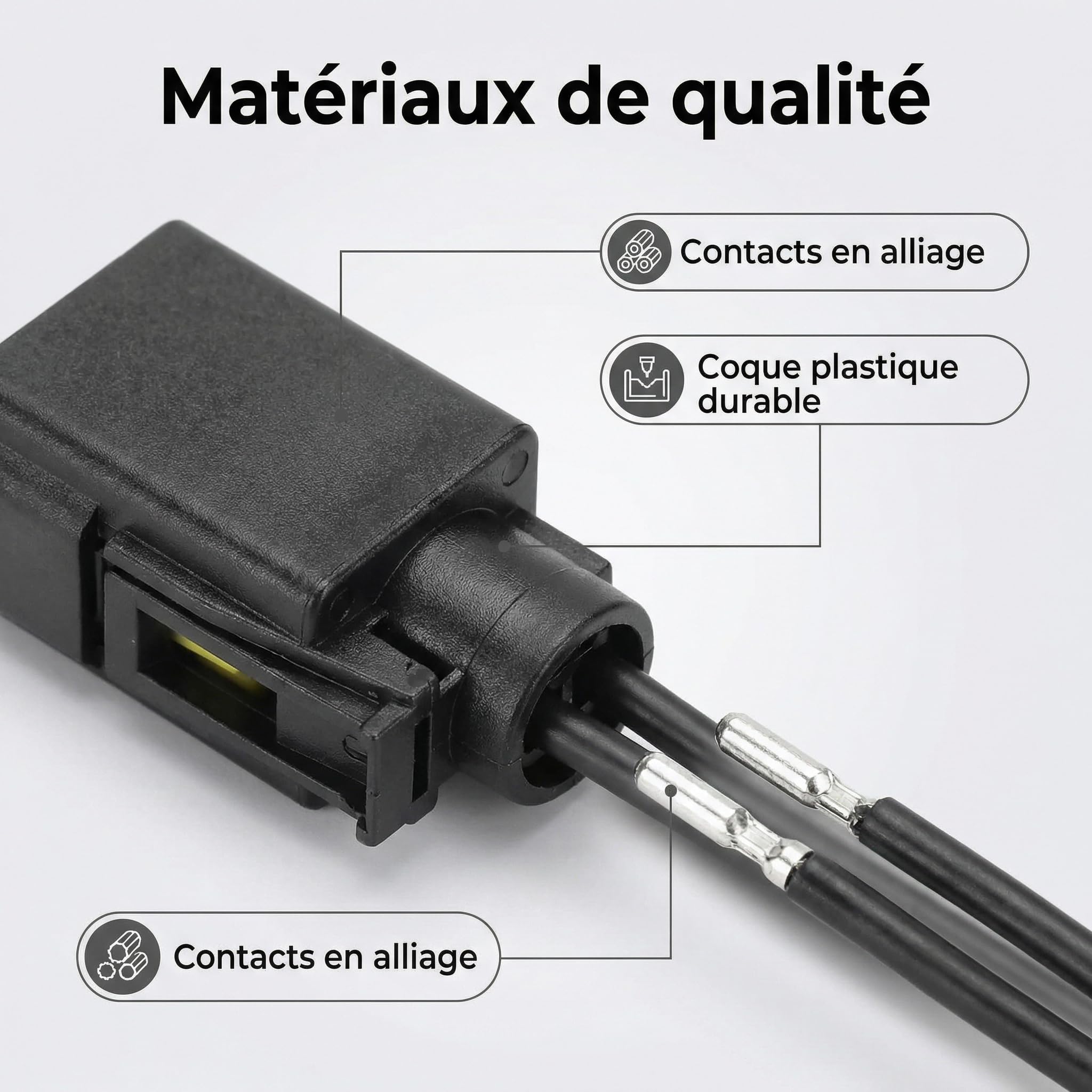 Compatible avec BOSCH A1685452928 Connecteur d'Injecteur Diesel - 2 Broches Femelle - Câble 15 cm - Remplace 1685452928, 50290937, L-BW50290937, 1967412-2 - Pour Systèmes Common Rail