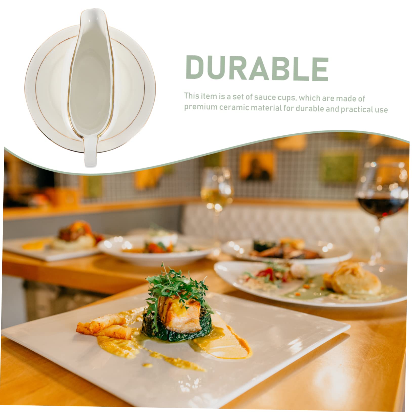 Luxshiny 1Set Ceramic Gravy Boat with Tray Sauce Bowl for Condiments Food Sauces and Dressings and Stylish Design for Western Cuisine and Restaurants