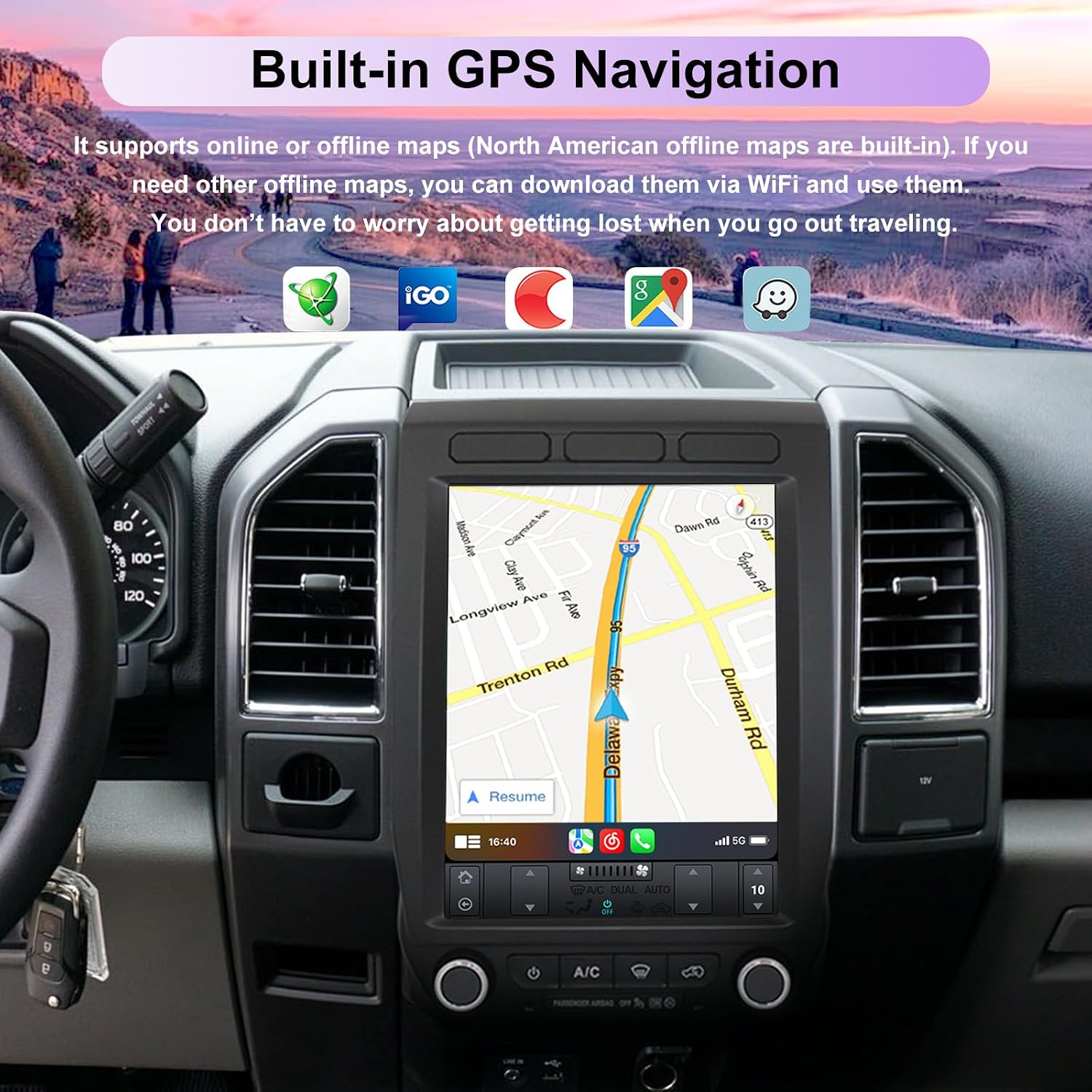 12.1" T-Style Android Car Stereo for Ford F150/Raptor 2015-2020, F150 Radio Upgrade Head Unit with Wireless CarPlay & Android Auto, GPS WiFi, SWC, OEM Backup Camera, Plug and Play