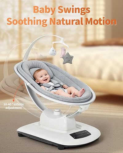 Miniatura 2 de Columpios de bebé para bebés a niños pequeños, columpio eléctrico para bebés con 5 movimientos relajantes y ajustes de velocidad, control remoto,