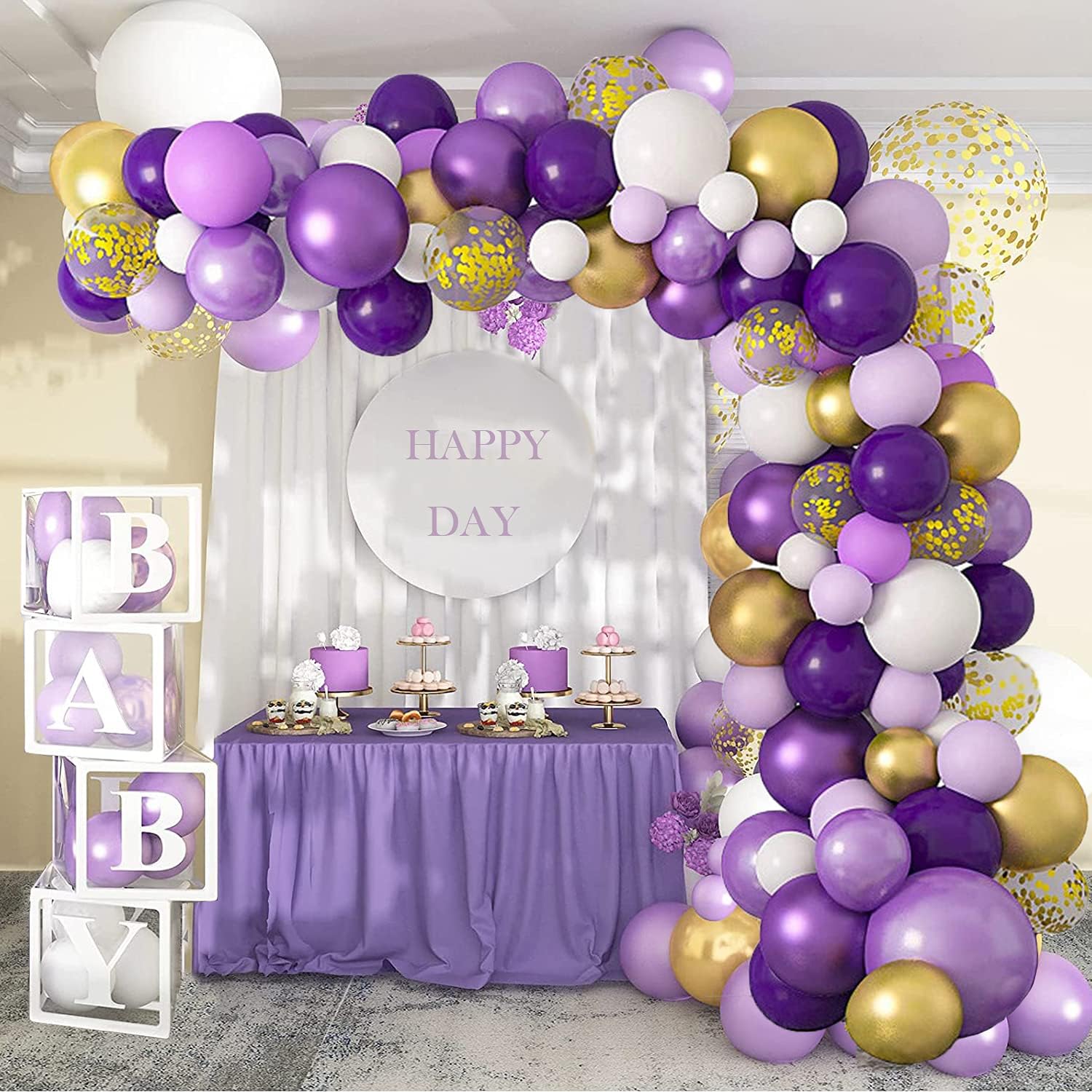 Decoraciones De Fiesta Moradas Y Doradas Decoraciones De Cumpleaños