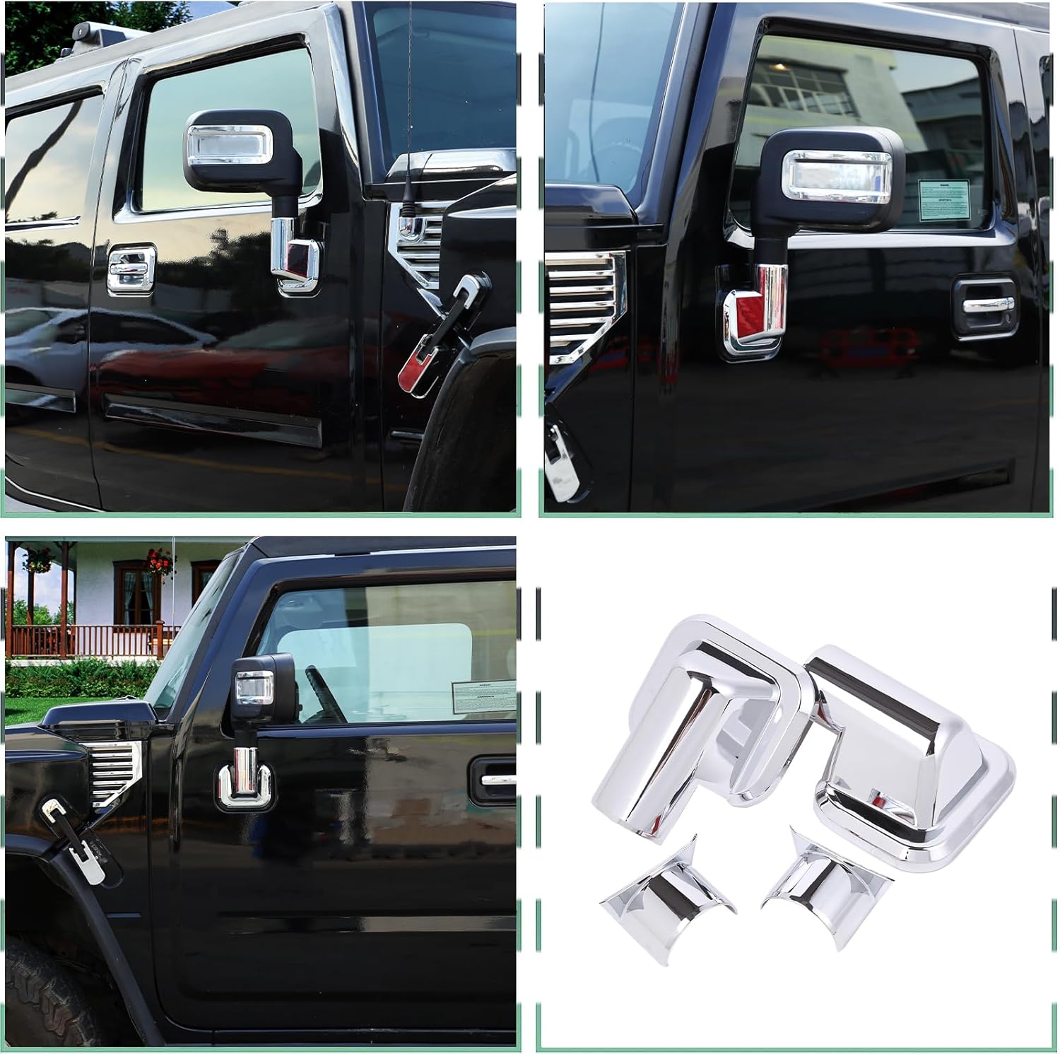 PIUGILH Fit for Hummer H2 2003-2002 ABS Front Door Side Rearview Mirror Cover Rear View Base Trim,Rearview Side Mirror Decoration Trim Cover Accessories