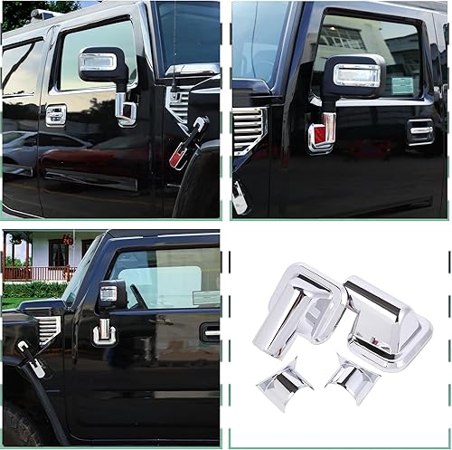 Miniatura 5 de PIUGILH Compatible con Hummer H2 2003-2002 ABS cubierta de espejo retrovisor lateral de puerta delantera trasera embellecedor base embellecedor,