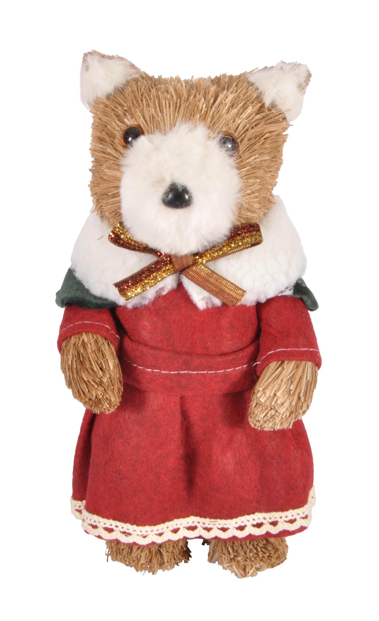 Ciao Christmas Teddy Bear Female (25cm) puppet decoration in natural material and fabric, red, 25 cm